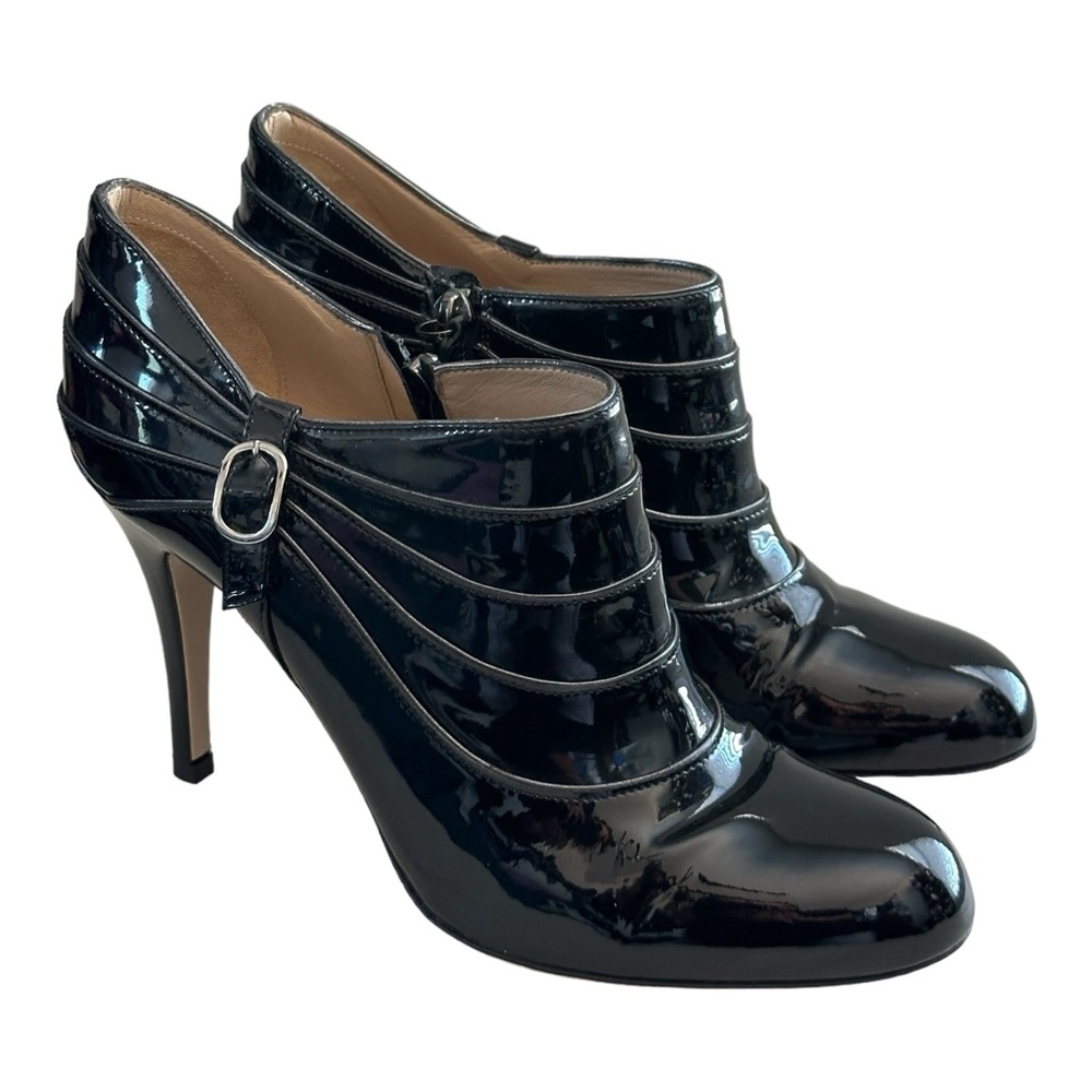 Valentino Garavani Patent Leather Heel Booties Black Size 36.5 EU/ 6 US - Picture 1 of 14